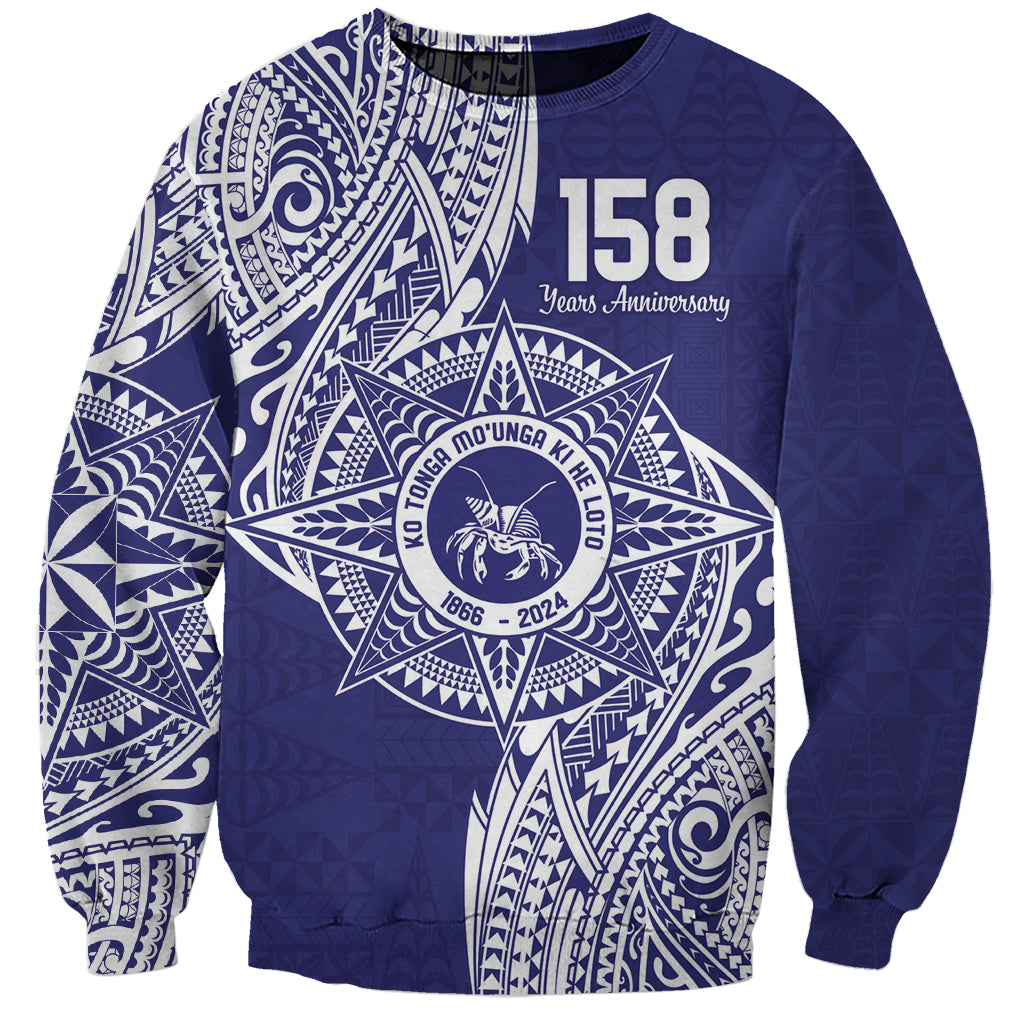Personalised Tonga Tupou College Tolo 158th Anniversary Sweatshirt Special Kupesi Pattern LT9 Unisex Blue - Polynesian Pride