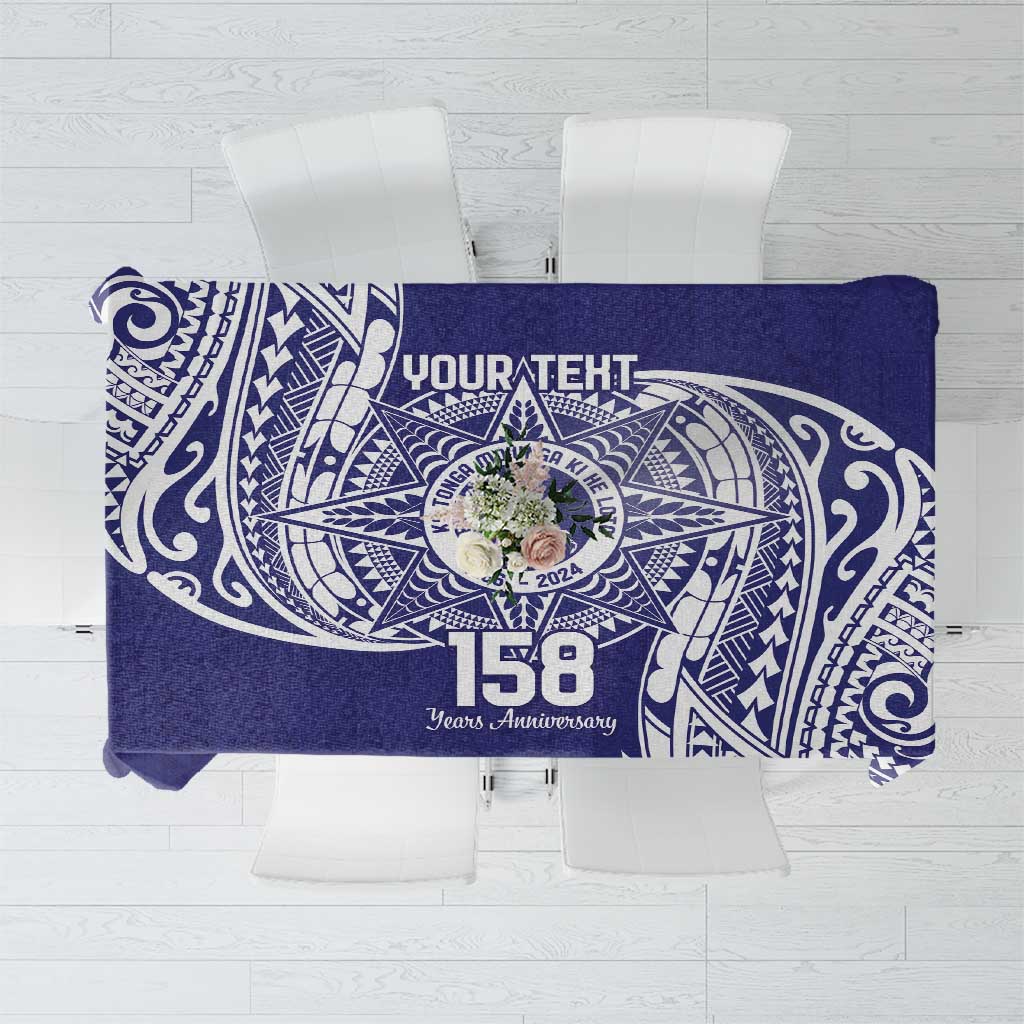Personalised Tonga Tupou College Tolo 158th Anniversary Tablecloth Special Kupesi Pattern LT9 Blue - Polynesian Pride