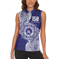 Personalised Tonga Tupou College Tolo 158th Anniversary Women Sleeveless Polo Shirt Special Kupesi Pattern