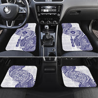 Personalised Tonga Tupou College Tolo Car Mats Since 1866 Special Kupesi Pattern LT9 Set 4pcs White - Polynesian Pride