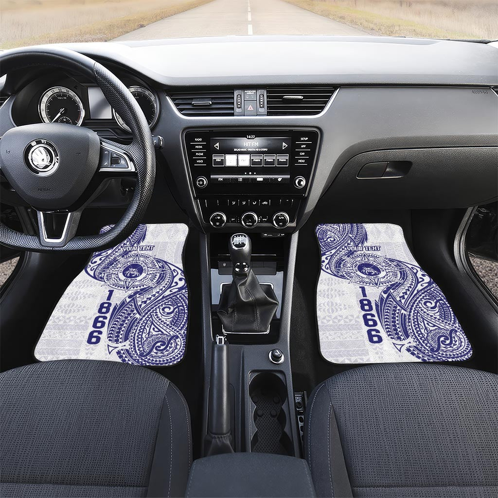Personalised Tonga Tupou College Tolo Car Mats Since 1866 Special Kupesi Pattern LT9 Set 2pcs - Front White - Polynesian Pride