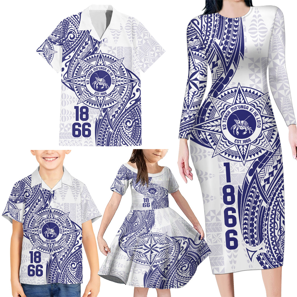 Personalised Tonga Tupou College Tolo Family Matching Long Sleeve Bodycon Dress and Hawaiian Shirt Since 1866 Special Kupesi Pattern LT9 - Polynesian Pride