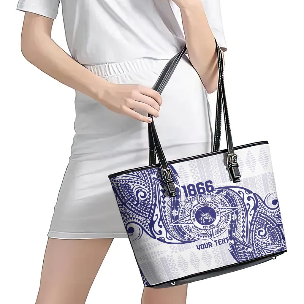 Personalised Tonga Tupou College Tolo Leather Tote Bag Since 1866 Special Kupesi Pattern LT9 - Polynesian Pride