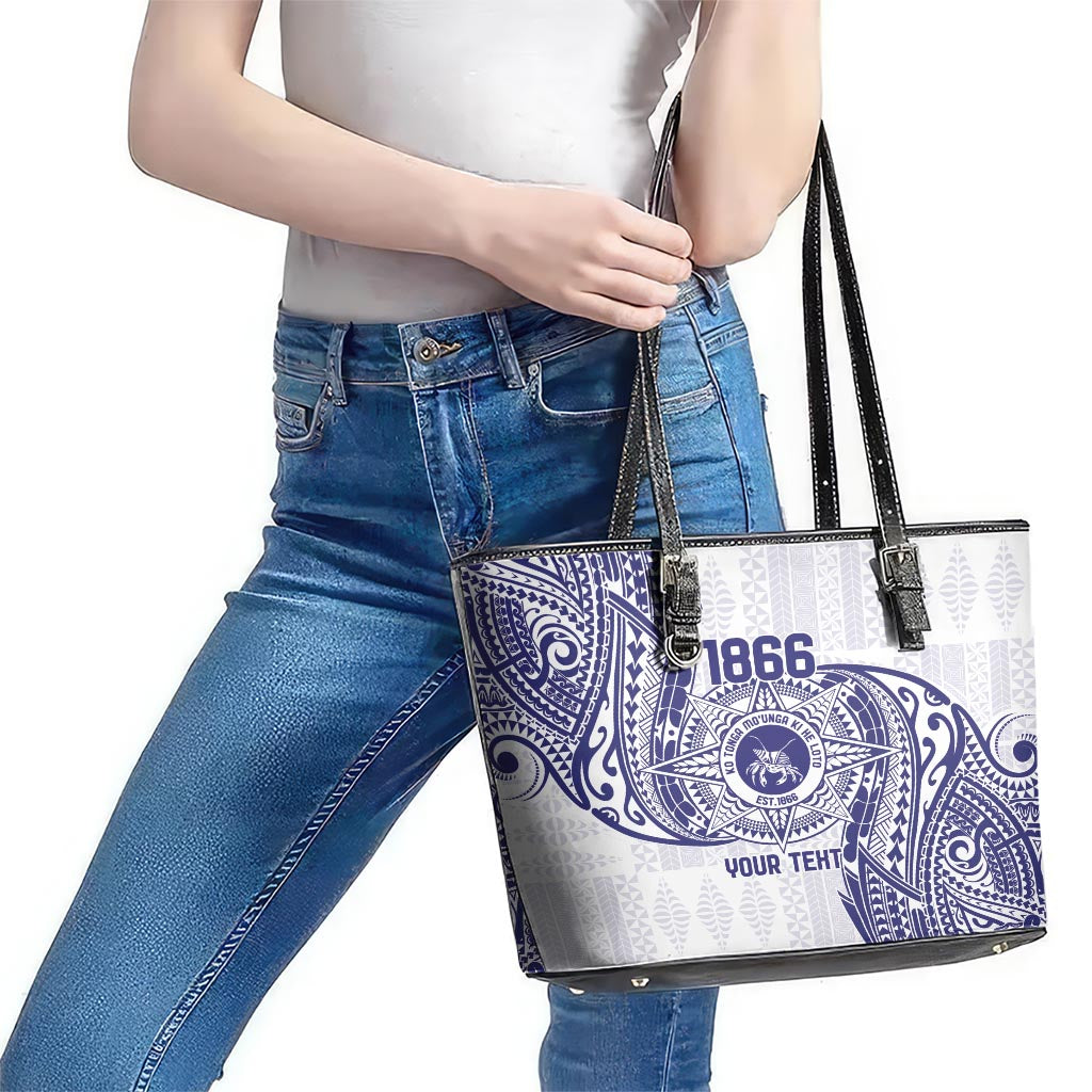 Personalised Tonga Tupou College Tolo Leather Tote Bag Since 1866 Special Kupesi Pattern LT9 - Polynesian Pride