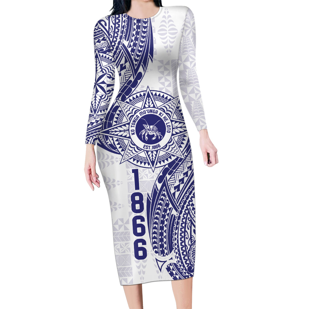 Personalised Tonga Tupou College Tolo Long Sleeve Bodycon Dress Since 1866 Special Kupesi Pattern