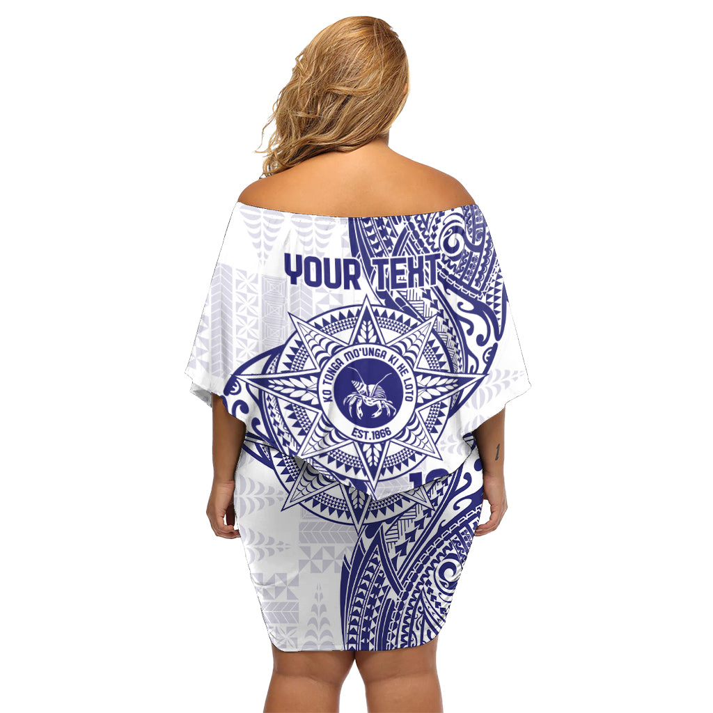 Personalised Tonga Tupou College Tolo Off Shoulder Short Dress Since 1866 Special Kupesi Pattern