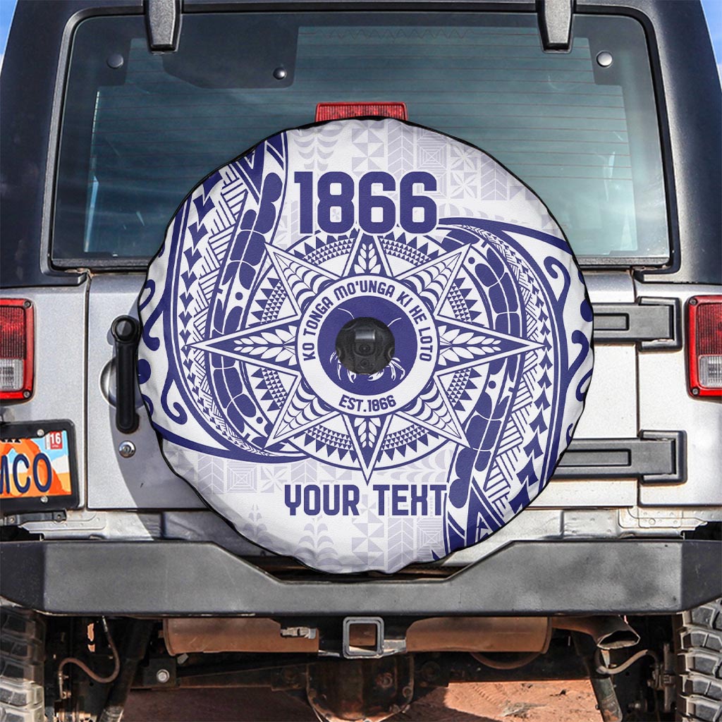 Personalised Tonga Tupou College Tolo Spare Tire Cover Since 1866 Special Kupesi Pattern LT9 White - Polynesian Pride