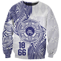 Personalised Tonga Tupou College Tolo Sweatshirt Since 1866 Special Kupesi Pattern LT9 Unisex White - Polynesian Pride