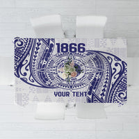 Personalised Tonga Tupou College Tolo Tablecloth Since 1866 Special Kupesi Pattern LT9 White - Polynesian Pride