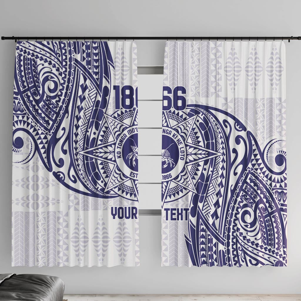 Personalised Tonga Tupou College Tolo Window Curtain Since 1866 Special Kupesi Pattern LT9 With Hooks White - Polynesian Pride