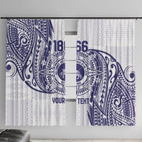 Personalised Tonga Tupou College Tolo Window Curtain Since 1866 Special Kupesi Pattern LT9 With Hooks White - Polynesian Pride