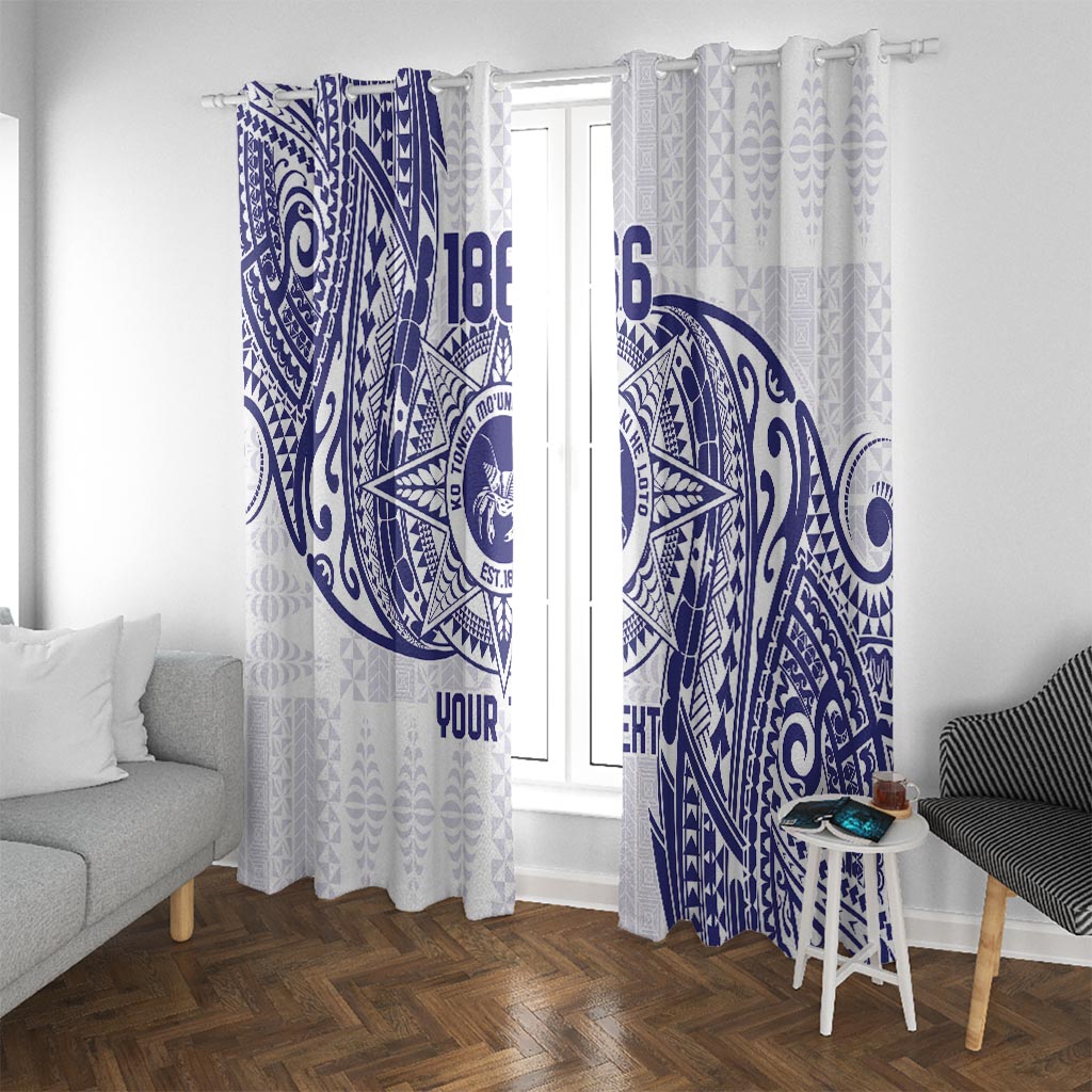 Personalised Tonga Tupou College Tolo Window Curtain Since 1866 Special Kupesi Pattern LT9 With Grommets White - Polynesian Pride
