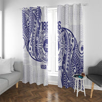 Personalised Tonga Tupou College Tolo Window Curtain Since 1866 Special Kupesi Pattern LT9 With Grommets White - Polynesian Pride