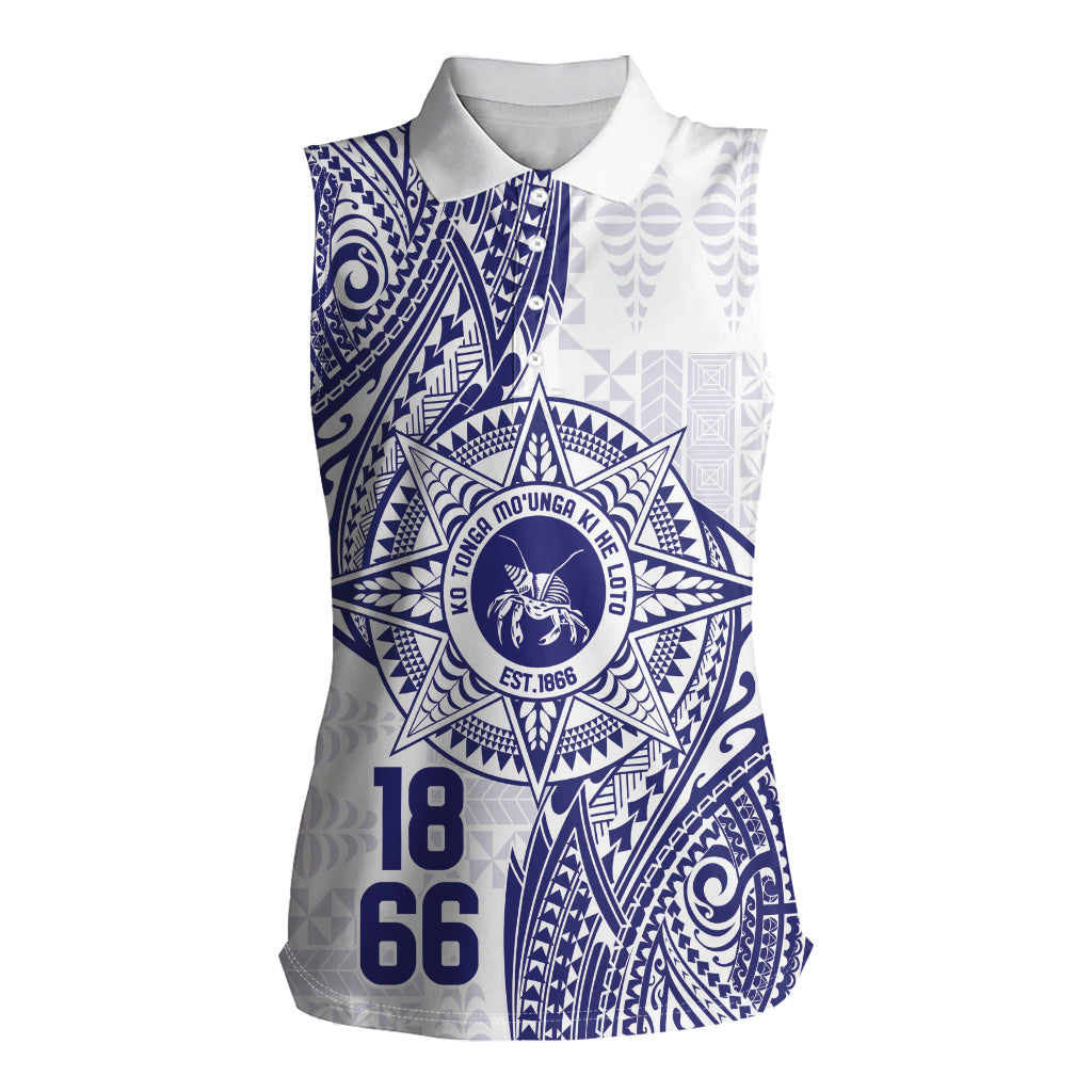 Personalised Tonga Tupou College Tolo Women Sleeveless Polo Shirt Since 1866 Special Kupesi Pattern