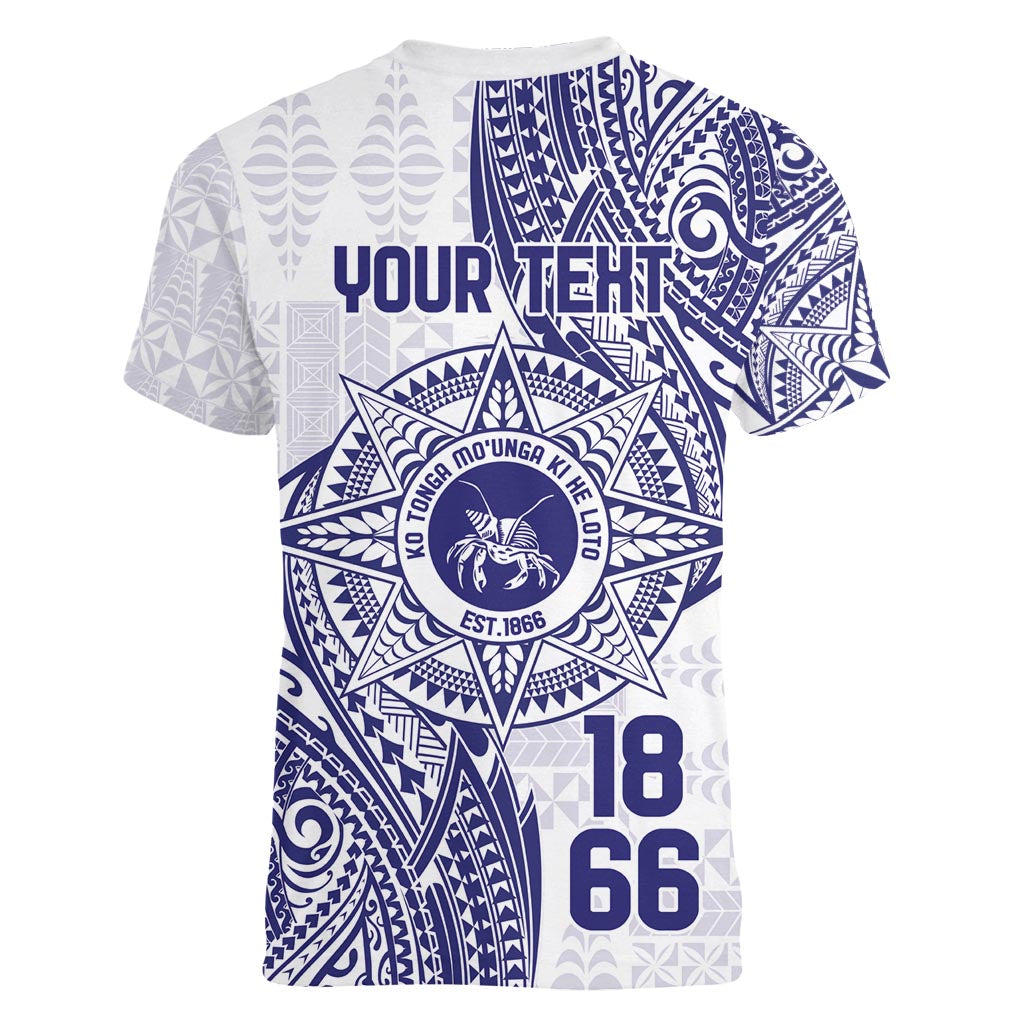 Personalised Tonga Tupou College Tolo Women V-Neck T-Shirt Since 1866 Special Kupesi Pattern