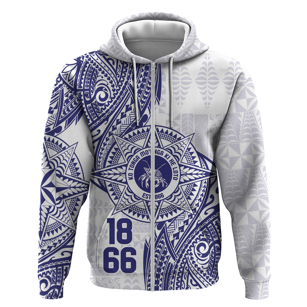 Personalised Tonga Tupou College Tolo Zip Hoodie Since 1866 Special Kupesi Pattern