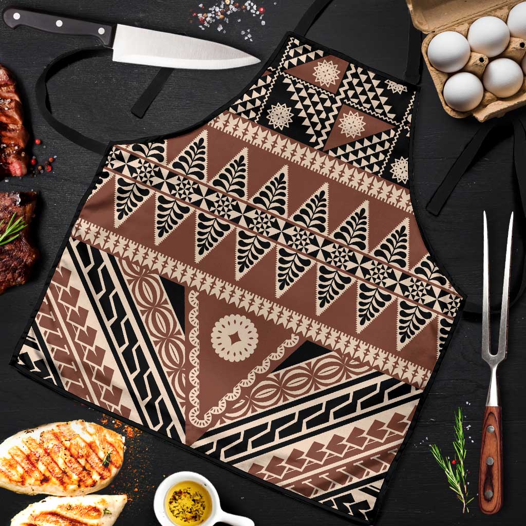 Vintage Bula Fiji Apron Brown Tapa Masi Motif - Polynesian Pride
