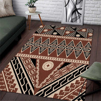 Vintage Bula Fiji Area Rug Brown Tapa Masi Motif