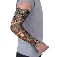 Vintage Bula Fiji Arm Sleeves Brown Tapa Masi Motif - Polynesian Pride