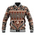 Vintage Bula Fiji Baseball Jacket Brown Tapa Masi Motif