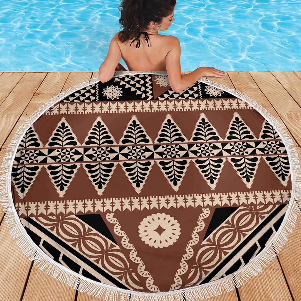 Vintage Bula Fiji Beach Blanket Brown Tapa Masi Motif