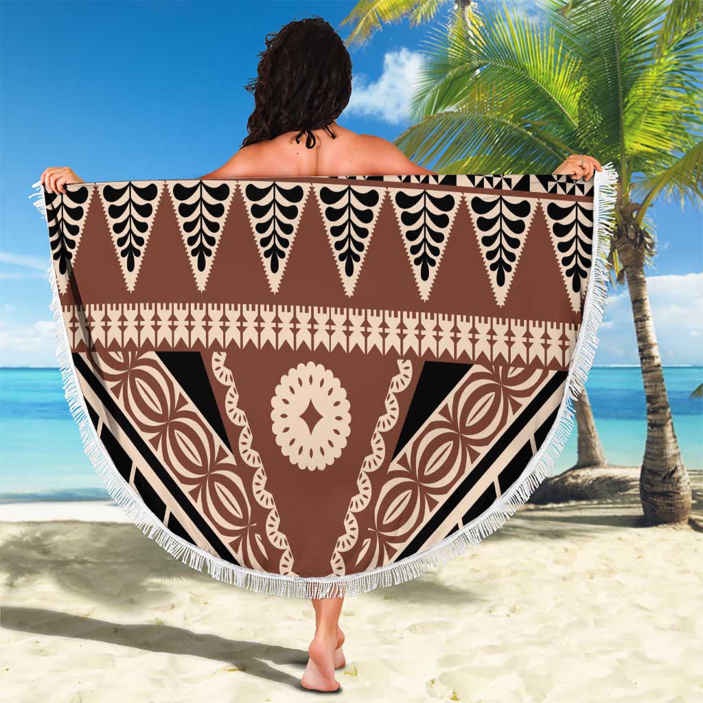 Vintage Bula Fiji Beach Blanket Brown Tapa Masi Motif