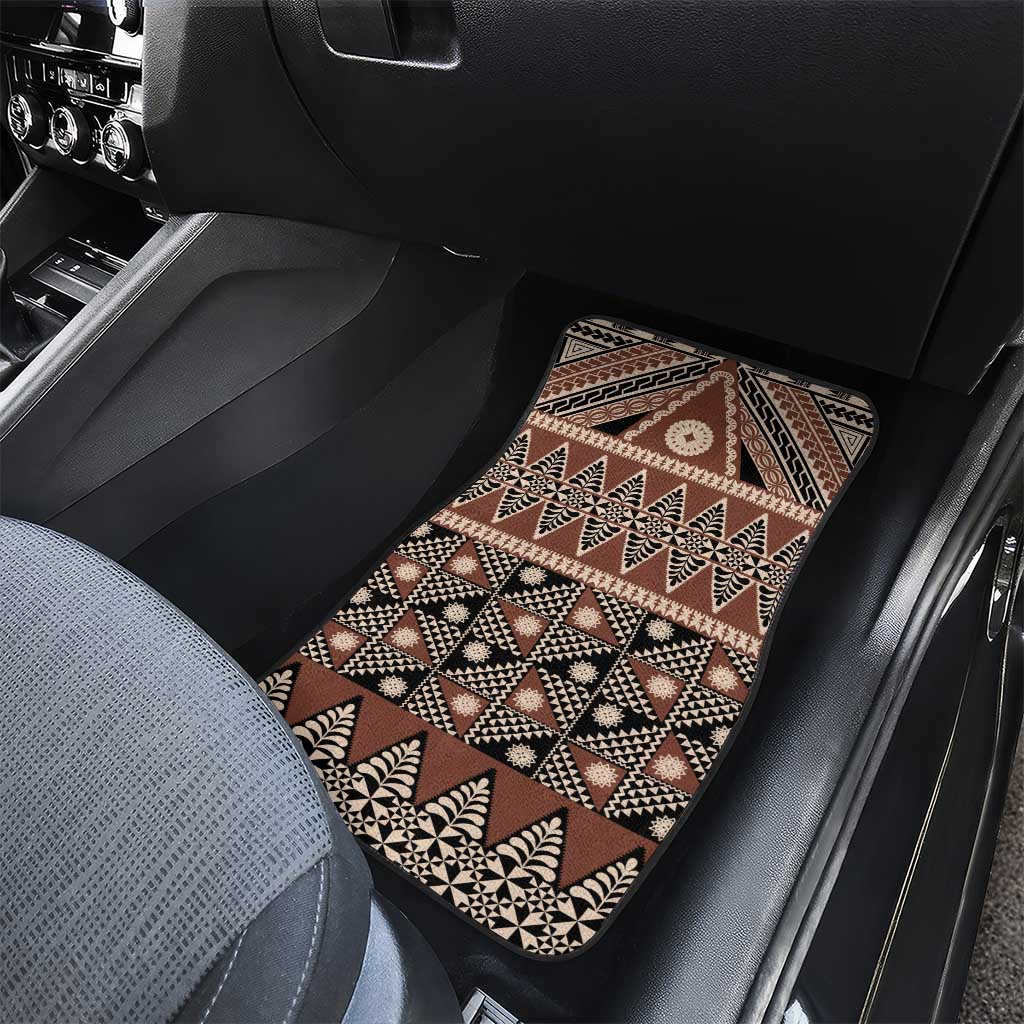 Vintage Bula Fiji Car Mats Brown Tapa Masi Motif