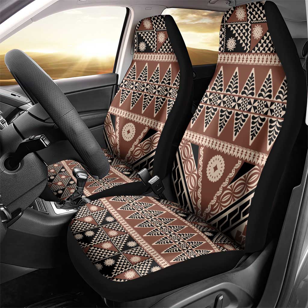 Vintage Bula Fiji Car Seat Cover Brown Tapa Masi Motif