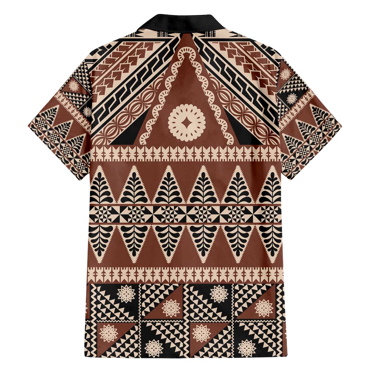 Vintage Bula Fiji Family Matching Off The Shoulder Long Sleeve Dress and Hawaiian Shirt Brown Tapa Masi Motif