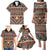Vintage Bula Fiji Family Matching Puletasi and Hawaiian Shirt Brown Tapa Masi Motif