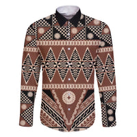 Vintage Bula Fiji Family Matching Short Sleeve Bodycon Dress and Hawaiian Shirt Brown Tapa Masi Motif