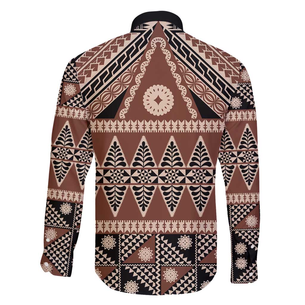 Vintage Bula Fiji Family Matching Summer Maxi Dress and Hawaiian Shirt Brown Tapa Masi Motif