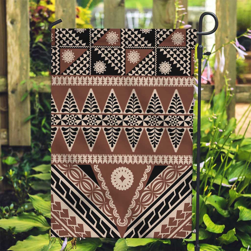 Vintage Bula Fiji Garden Flag Brown Tapa Masi Motif