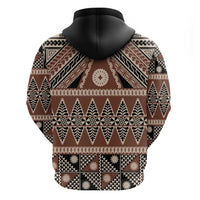 Vintage Bula Fiji Hoodie Brown Tapa Masi Motif