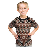 Vintage Bula Fiji Kid T Shirt Brown Tapa Masi Motif