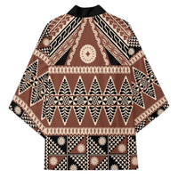 Vintage Bula Fiji Kimono Brown Tapa Masi Motif - Polynesian Pride