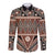 Vintage Bula Fiji Long Sleeve Button Shirt Brown Tapa Masi Motif