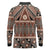 Vintage Bula Fiji Long Sleeve Polo Shirt Brown Tapa Masi Motif