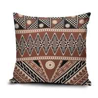 Vintage Bula Fiji Pillow Cover Brown Tapa Masi Motif - Polynesian Pride