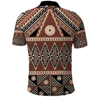 Vintage Bula Fiji Polo Shirt Brown Tapa Masi Motif