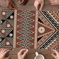 Vintage Bula Fiji Puzzle Brown Tapa Masi Motif - Polynesian Pride