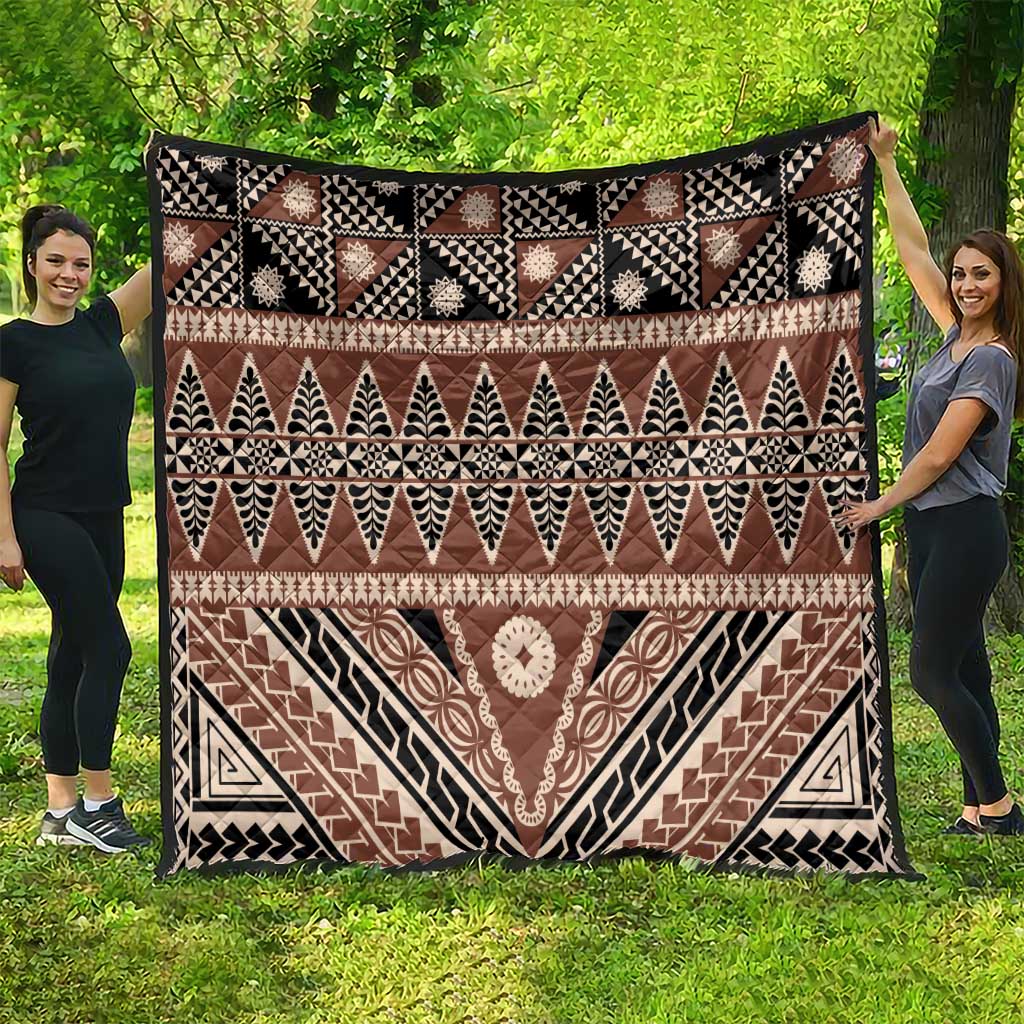 Vintage Bula Fiji Quilt Brown Tapa Masi Motif