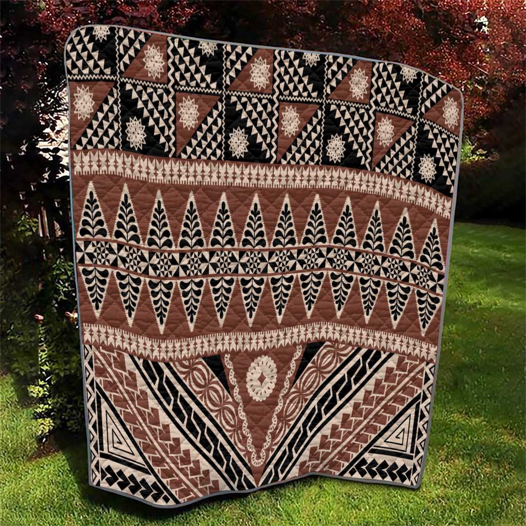 Vintage Bula Fiji Quilt Brown Tapa Masi Motif