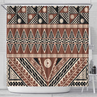 Vintage Bula Fiji Shower Curtain Brown Tapa Masi Motif