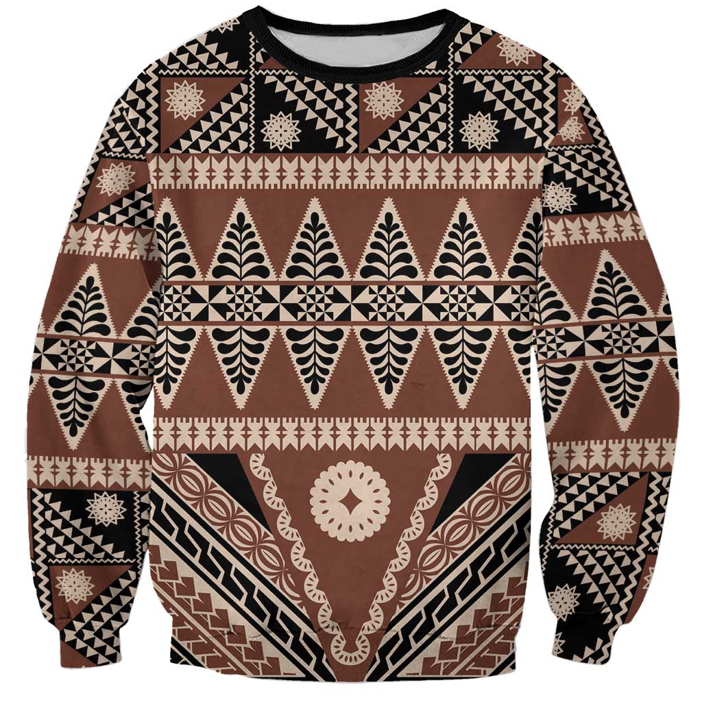 Vintage Bula Fiji Sweatshirt Brown Tapa Masi Motif
