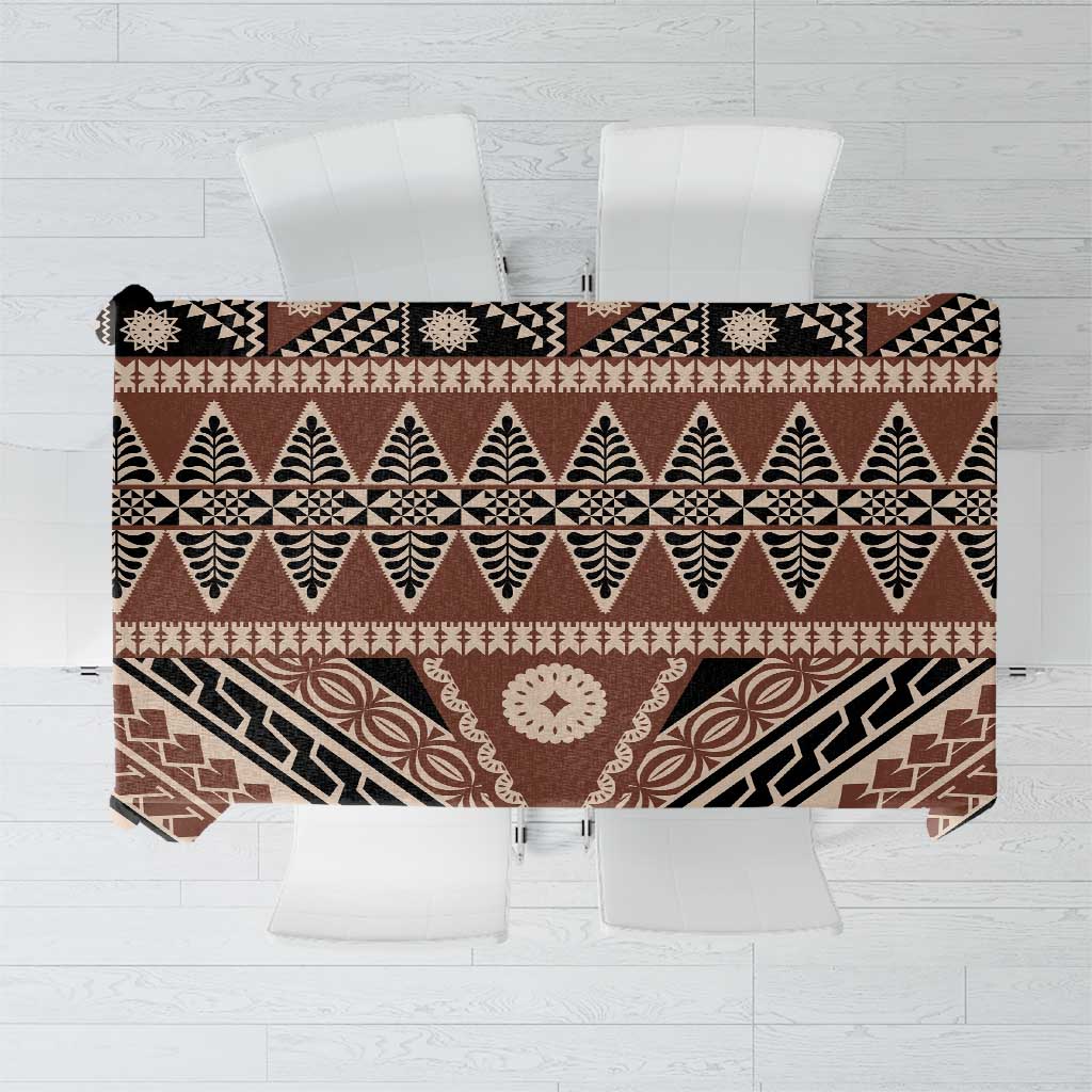 Vintage Bula Fiji Tablecloth Brown Tapa Masi Motif