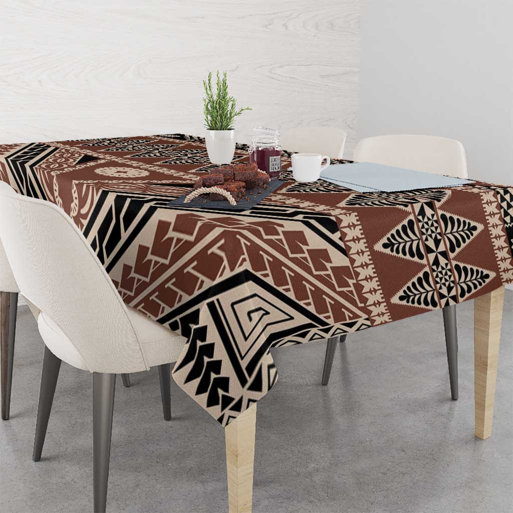 Vintage Bula Fiji Tablecloth Brown Tapa Masi Motif