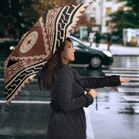 Vintage Bula Fiji Umbrella Brown Tapa Masi Motif - Polynesian Pride