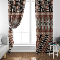 Vintage Bula Fiji Window Curtain Brown Tapa Masi Motif