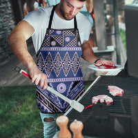 Vintage Bula Fiji Apron Prussian Blue Tapa Masi Motif - Polynesian Pride